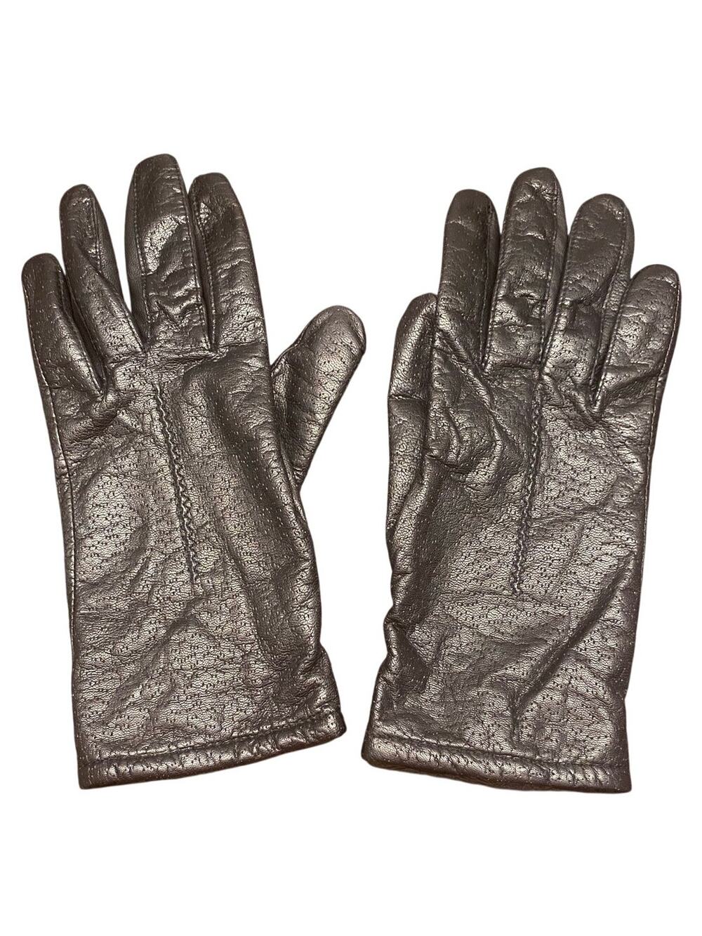 Vintage Fownes Classic Black Perforated Leather Gloves Acrylic Lined Size 7.5